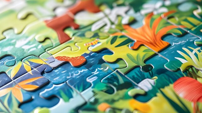 Recycled paperboard puzzle with hand-painted eco-conscious educational toys