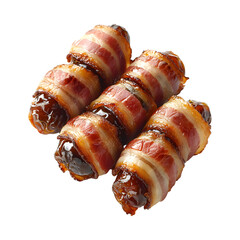 Caramelized Bacon Wrapped Dates Isolated on Transparent Background