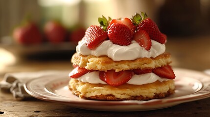 Strawberry Shortcake Bliss A light, fluffy shortcake topped with fresh strawberries and whipped cream