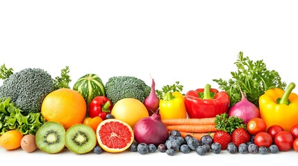 Panorama of multicolored fruits and vegetables