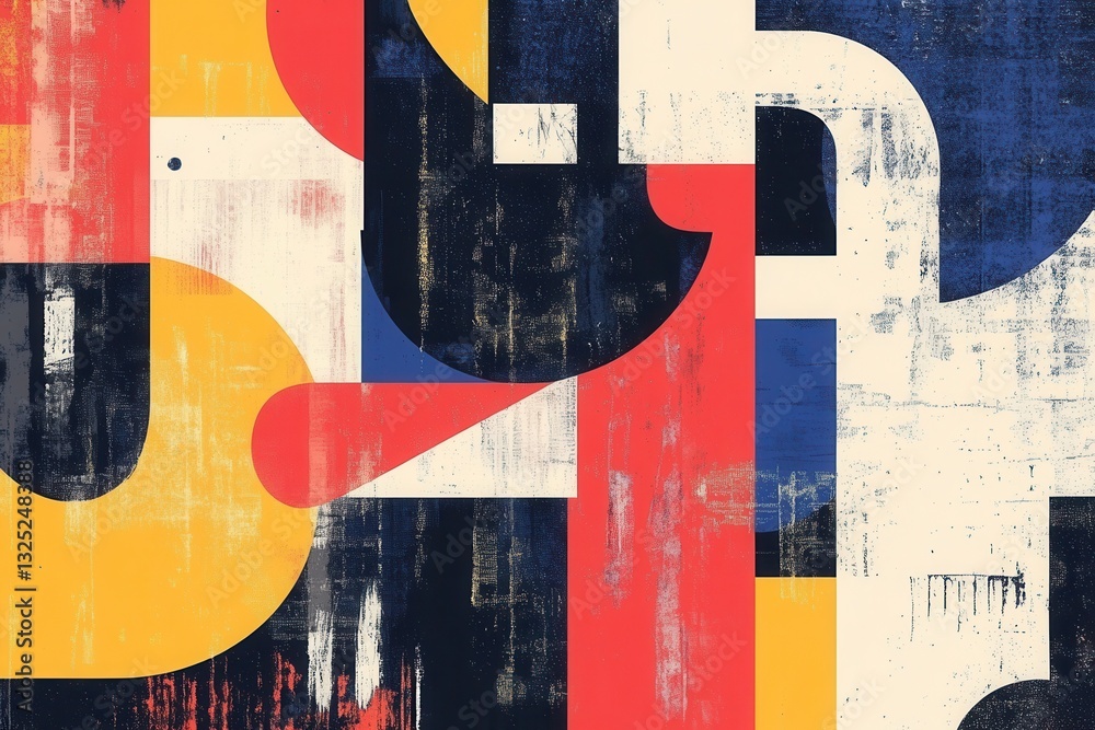 Poster bold modern typographic design featuring abstract text and strong color contrasts ideal for trendy b