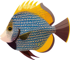 Colorful Exotic Fish with Elegant Tail Isolated on Transparent Background