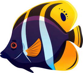 Colorful Exotic Fish with Elegant Tail Isolated on Transparent Background