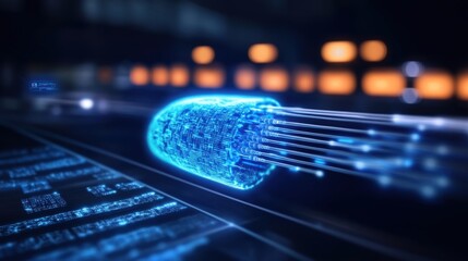 Dynamic data transfer technology digital realm 3d visualization futuristic environment close-up view innovation concept