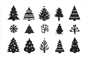 Obraz premium Decorative Christmas Tree Vector Set 