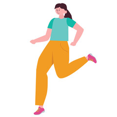 Running woman flat style vector cartoon illustration