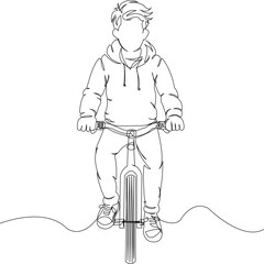 Continuous line man riding a bicycle
