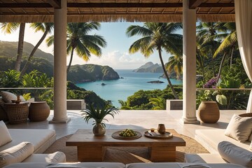 Fototapeta premium Tropical Oasis with Palm-Fringed Views and Stunning Escapes