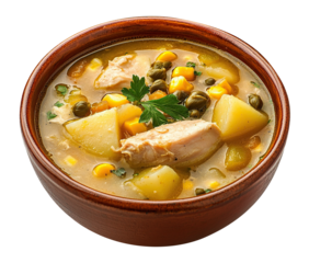 Ajiaco soup isolated on transparent background
