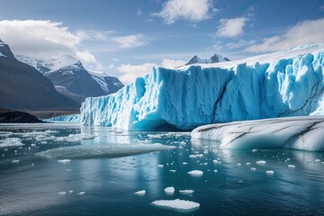 Icy Blue Glacier Background with Clear Waters for Eco-Friendly Awareness Campaigns