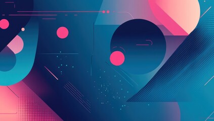 Obraz premium abstract geometric composition in blue hues with pink accents a modern conceptual artwork