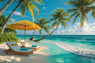 Stunning Beach Escape with Lush Palm Trees and Crystal Clear Waters for an Unforgettable Summer Vacation