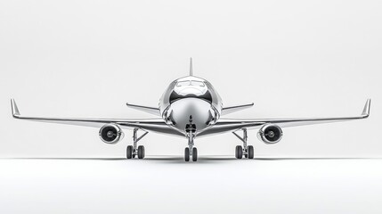 White Airplane Front View on White Background