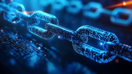 A futuristic blockchain technology concept, symbolizing decentralized finance and security