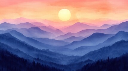 Obraz premium Mountain Sunset Panorama