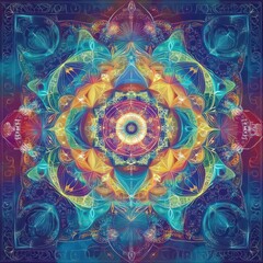 Sacred geometry mandala with traditional esoteric symbols and divine proportions