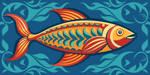 Fototapeta premium fish on blue background
