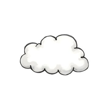 Iconic Black-and-White Cloud Line Art for Weather Symbols
