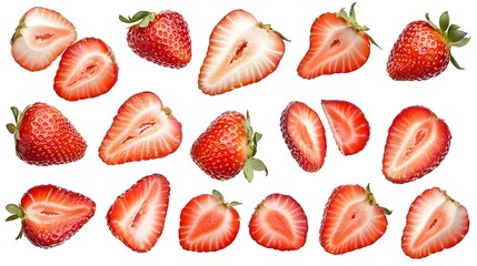Slices of fresh ripe strawberries isolated