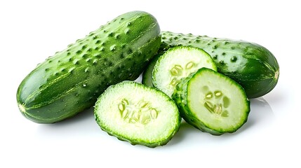 ripe cucumber isolated on white background