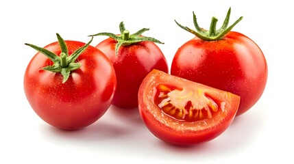 Red tomatoes with cut isolated on white