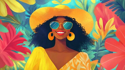 Trendy and Joyful Young Woman Posing in Stylish Outfit and Smiling Happily