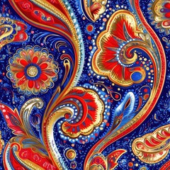 Traditional Indian paisley wave pattern with elaborate geometric symmetry