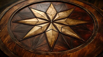 Obraz premium Ornate Wooden Star Design on Table Top