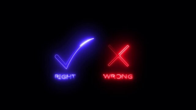 Tick or check mark and cross mark signs icon animation. False and true, right and wrong. Correct and incorrect, accept and reject.