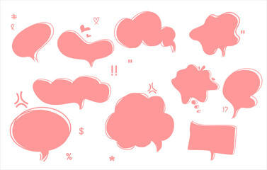 cute Hand drawn Speech and Chat Bubbles with Comic Style 