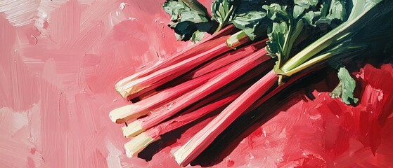 Vibrant Fresh Rhubarb Stalks for Culinary Use and Cooking Recipes