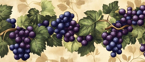 Freshly Harvested Isabella Common Grape Vine on Wooden Table for Grape Juice Concept