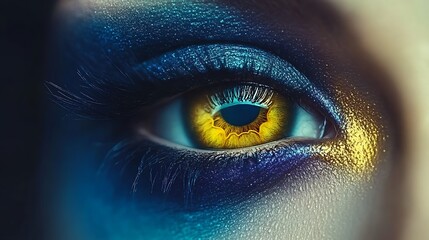 Close-up eye with dark and gold eyeshadow