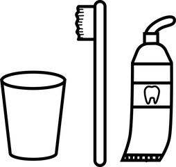 シンプルな歯磨きセットのイラストアイコン