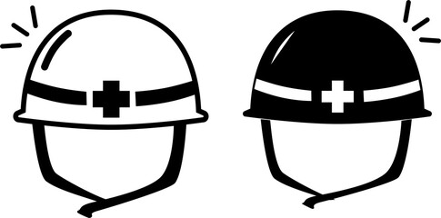 シンプルな防災ヘルメットのアイコン