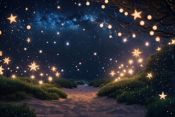 Naklejka premium Magical Night Sky with Sparkling Stars and Heavenly Beauty