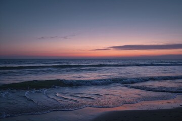 Tranquil Sunset by the Ocean with Infinite Sky and Serene Waves