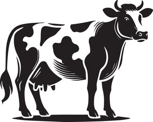 Fototapeta premium cow logo design, cow vector icon, cow silhouette vector, cow vector illustration, cow silhouette vector black and white full body