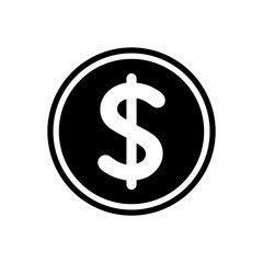 Obraz premium Dollar icon on black circle. Money, USD currency sign symbol