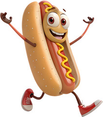 A playful Hotdog cartoon character filled with humor and charm, perfect for adding fun to designs. 