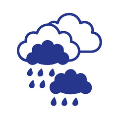 Minimalist rainy cloud icon, weather and climate concept