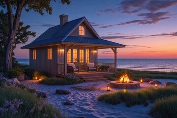 Charming Cottage Retreat with Enchanting Views of Serene Shoreline Evenings