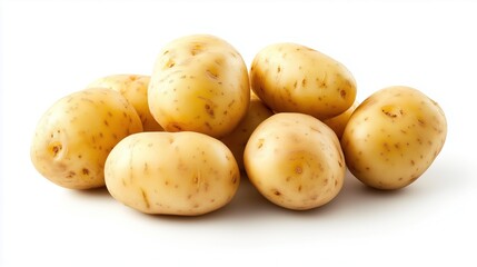 A bunch of fresh young potatoes on a white background, isolate