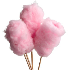 cotton candy on sticks isolated on transparent background