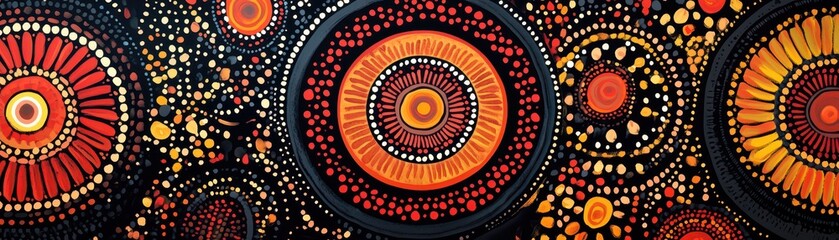 Aboriginal dotpaintinginspired pattern with abstract geometric storytelling