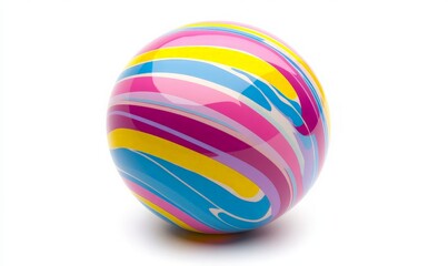 Obraz premium Colorful Swirled Sphere on White Background - Abstract Art for Decorative Use