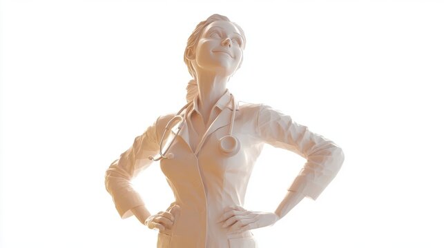 3D digital sculpture of a confident female doctor