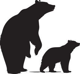  Set of Bear Silhouettes on White Background in Vector Format