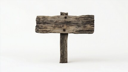 Fototapeta premium Old wooden sign on a white background, isolated