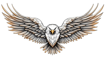 Png of Majestic white eagle soaring with powerful wings extended in flight on transparent background.